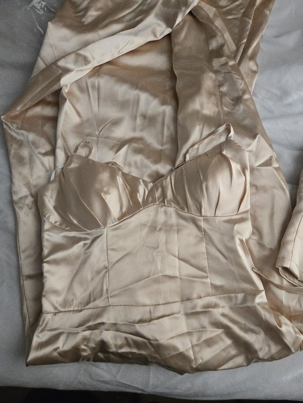 Elegant Cream Satin A-Line Dress